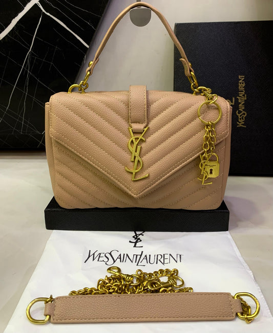 YSL White Quilted Handbag